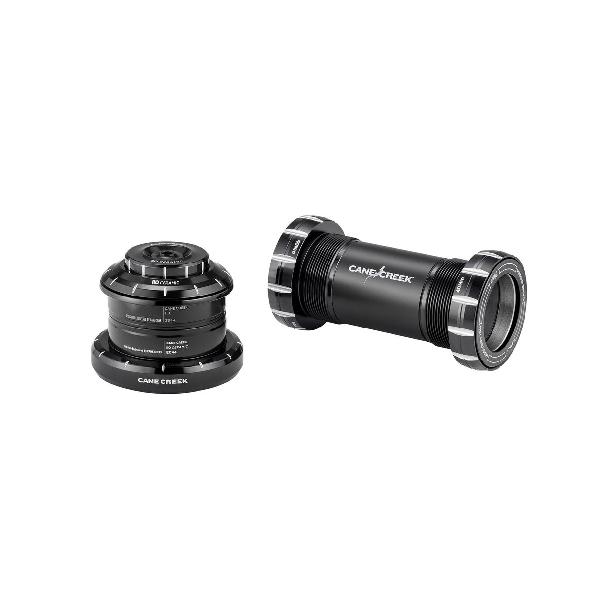 110 Ceramic Bottom Bracket paired with the 110 Ceramic headset - Cane Creek Cycling Components