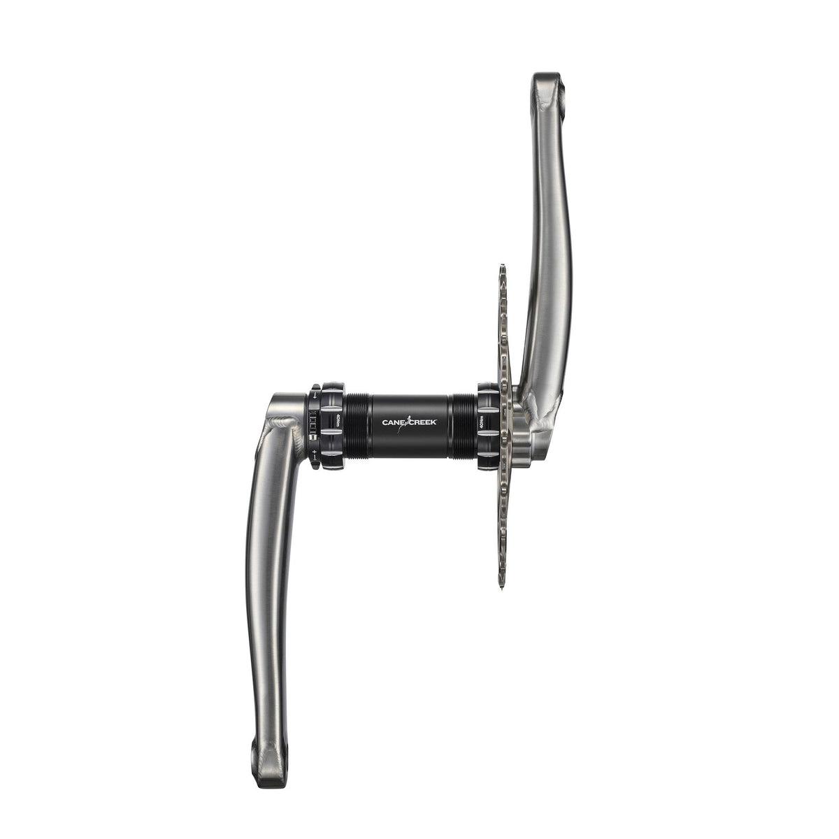 110 Ceramic Bottom Bracket with eeWings titanium crankset front view - Cane Creek Cycling Components