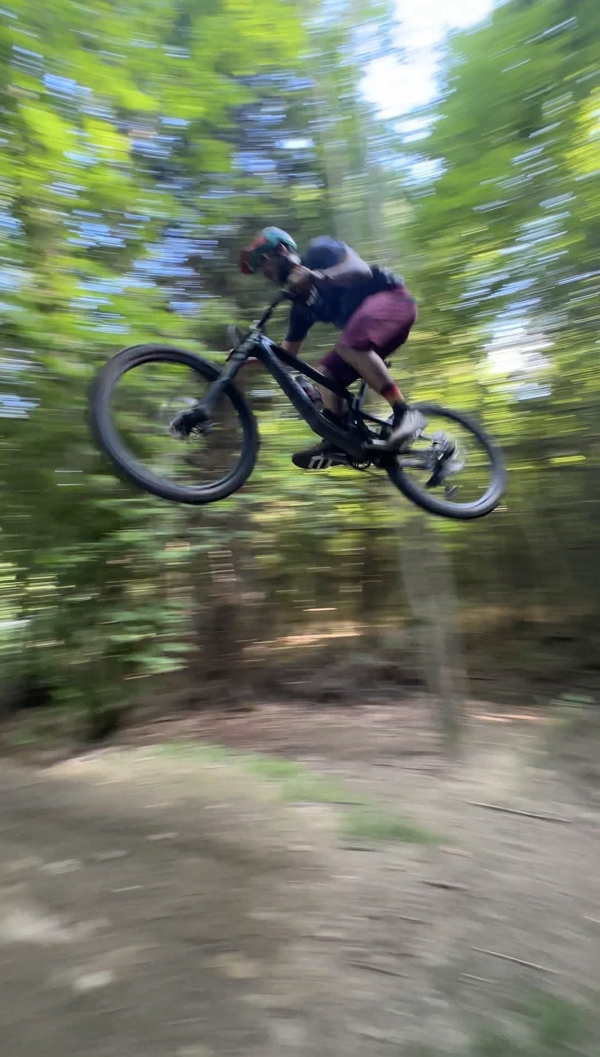 Rider in the air on an evening ride, shot on a phone